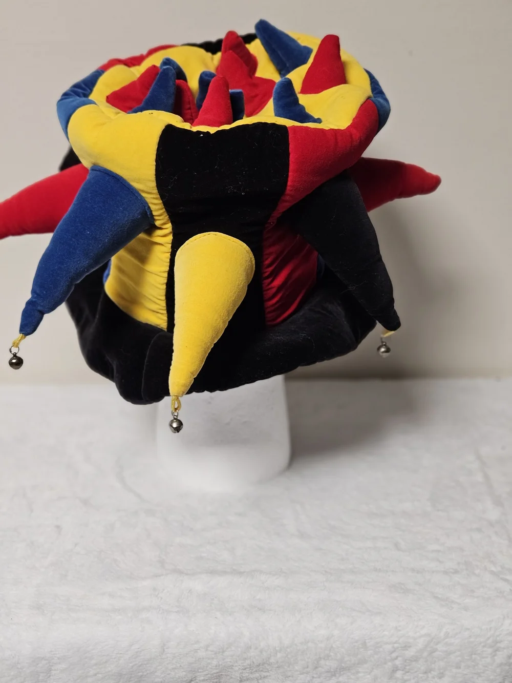 Multicolor Jester Hat for Adult Red Blue Yellow Black Missing 4 Bells